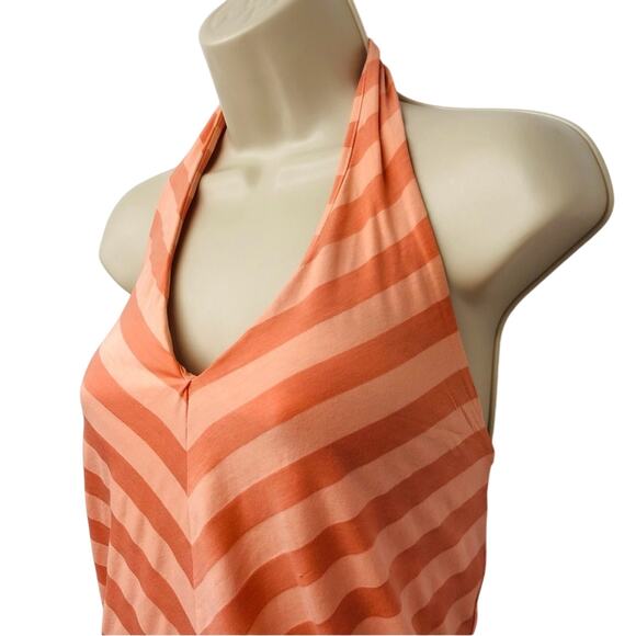 Ella Moss Orange Peach Creamsicle Chevron Stripe Halter Top Retro and Playful - Picture 7 of 16